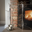 Hand Turned Stag Companion Set In Polished Nickel - Price Crash Furniture