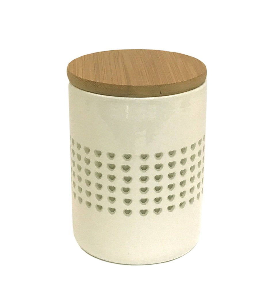 Heart of the Home Faux Cut Out Storage Canister with Wood Lid - Price Crash Furniture
