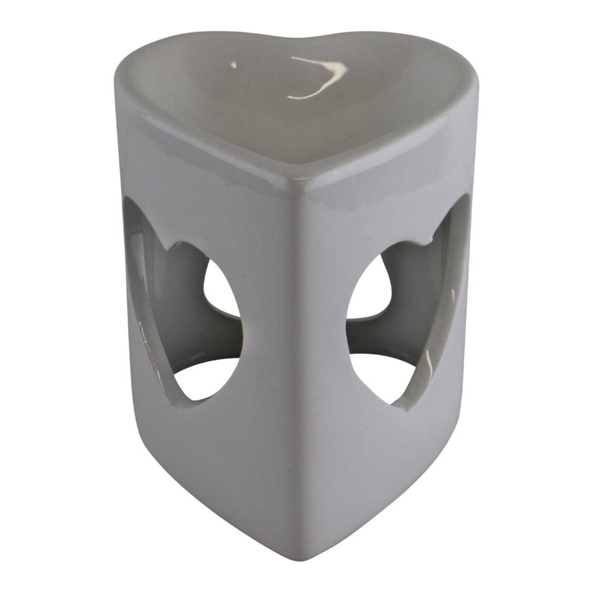 Heart Shaped White Ceramic Oil Burner - Price Crash Furniture