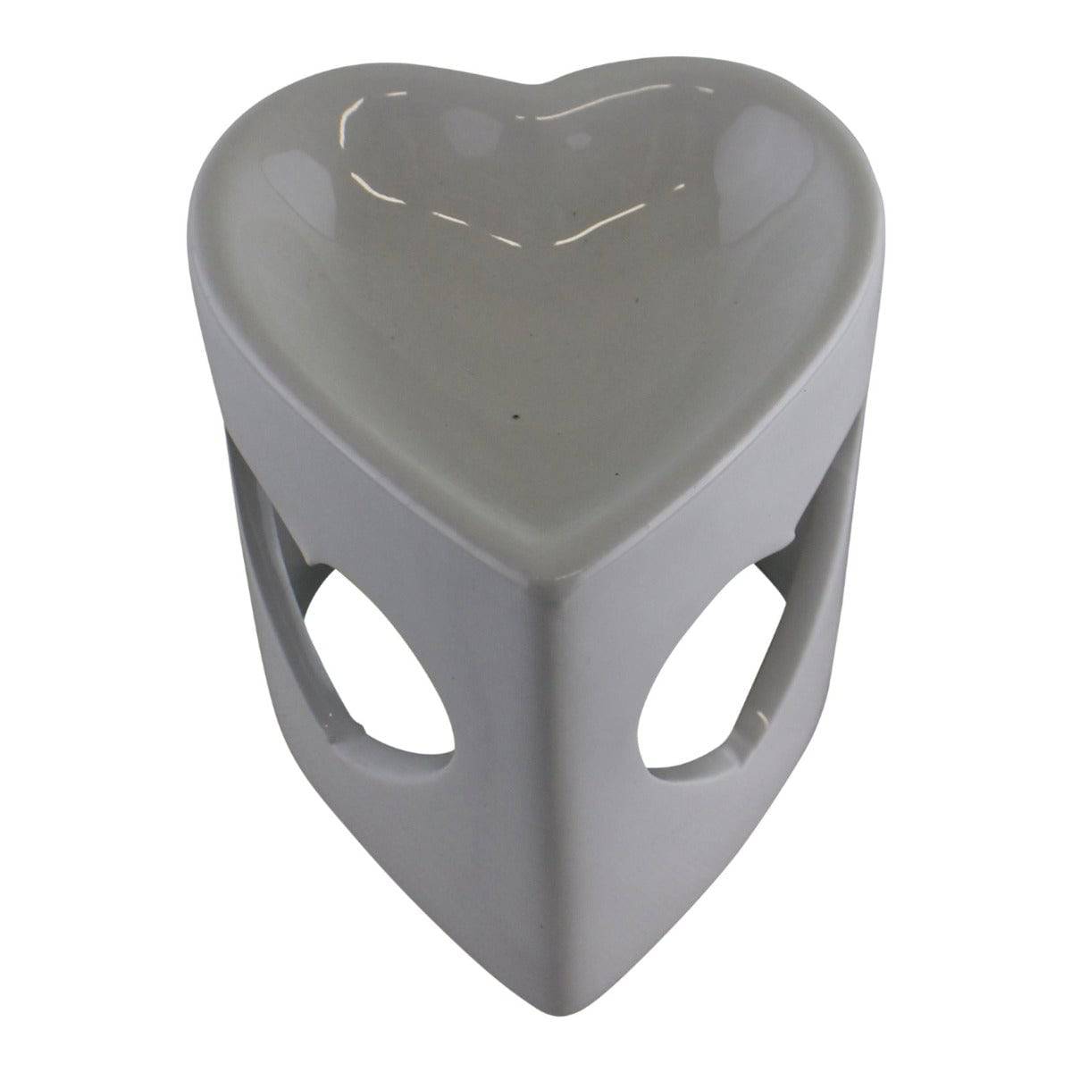 Heart Shaped White Ceramic Oil Burner - Price Crash Furniture