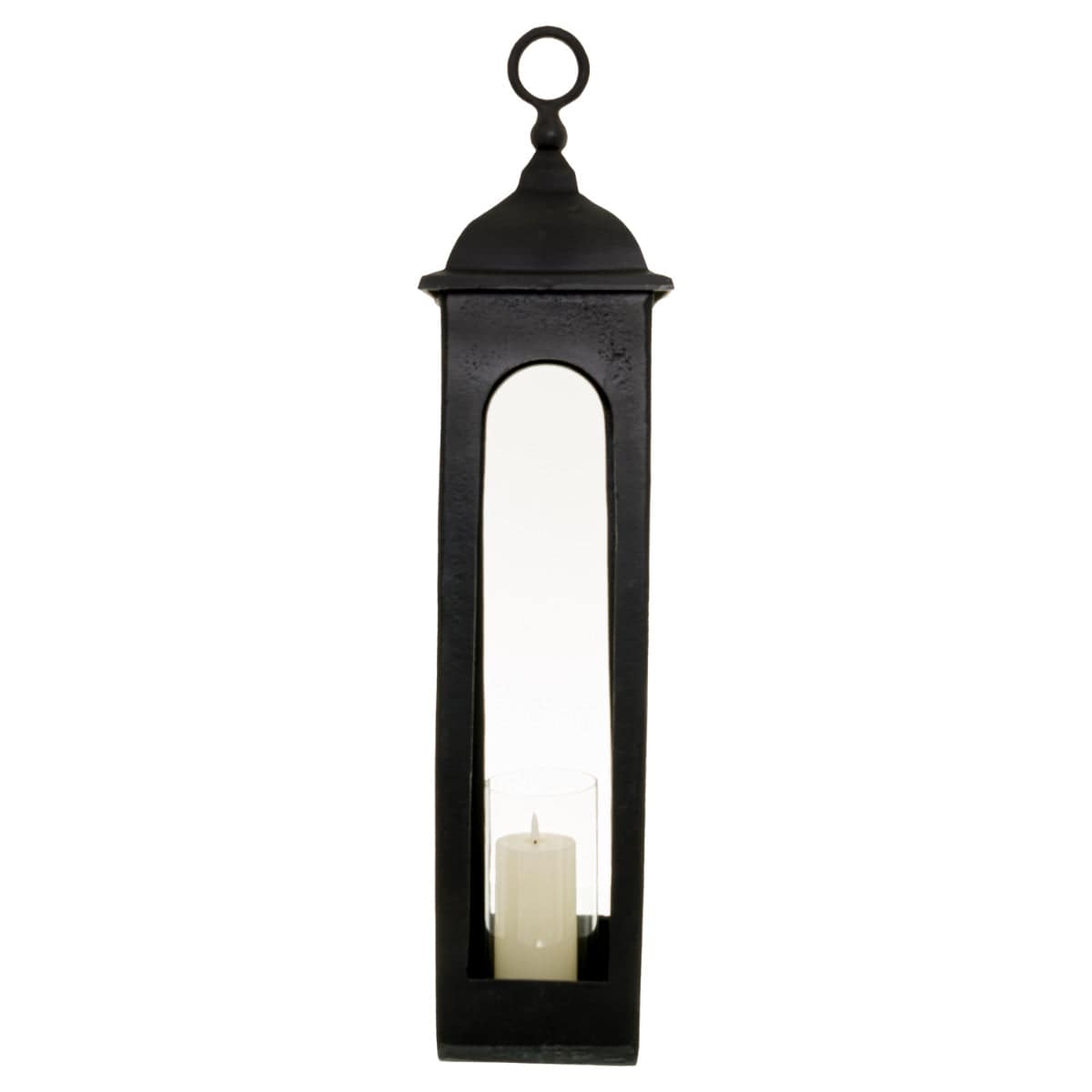 Farrah Collection Black Cast Tall Loop Top Lantern - Price Crash Furniture