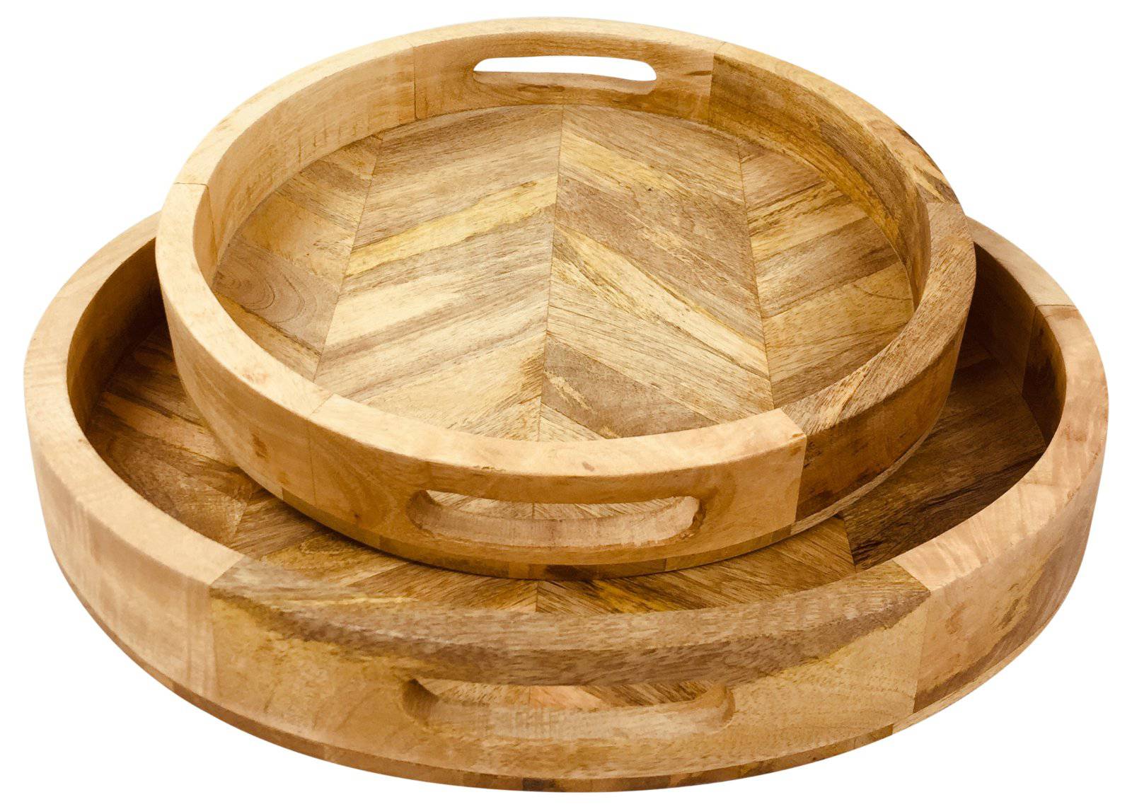 Herringbone Wood Trays Set of 2 - Price Crash Furniture