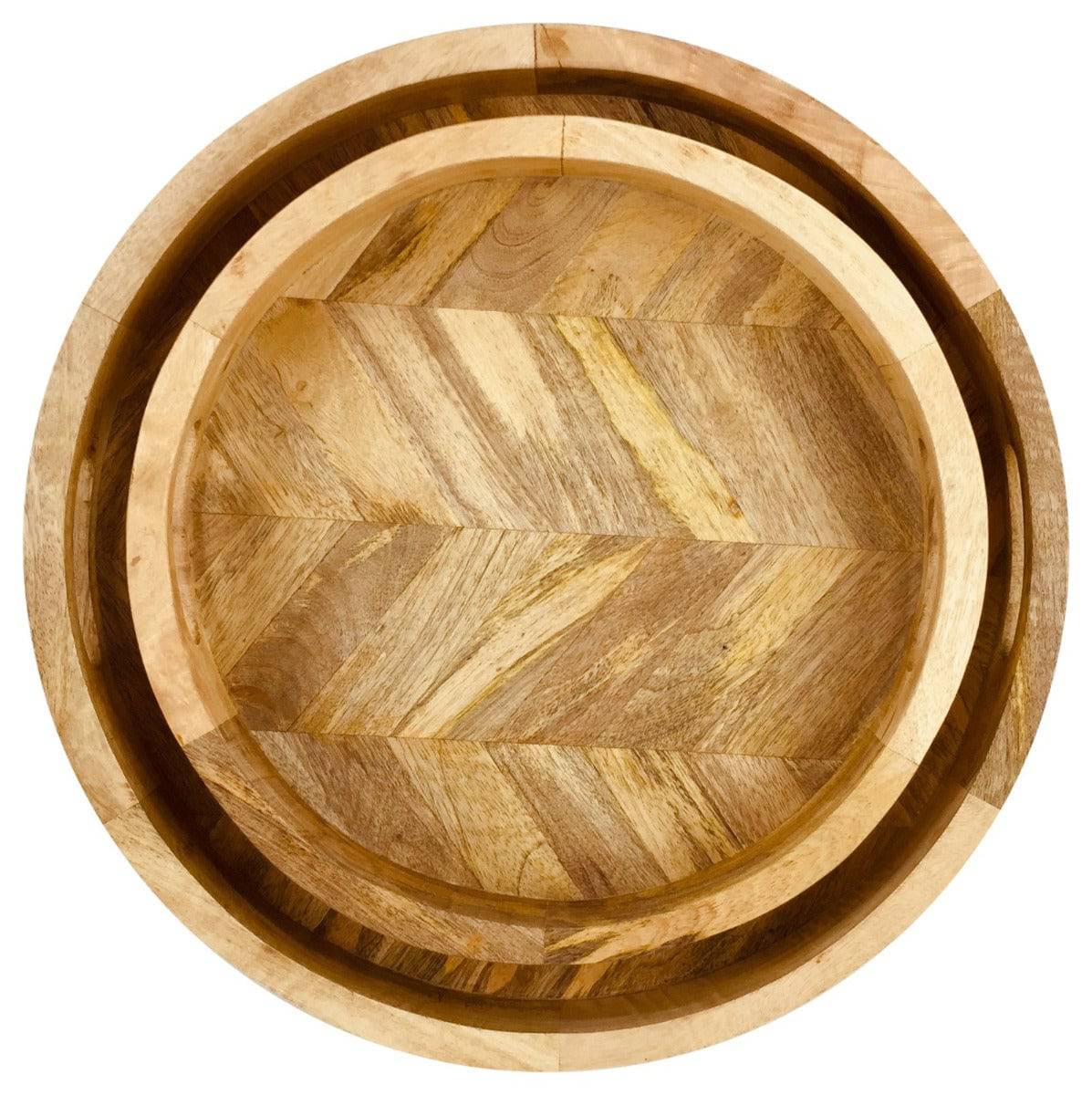 Herringbone Wood Trays Set of 2 - Price Crash Furniture