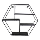 Hexagonal Wire Wall Shelf in Black Metal with 4 Shelves - Price Crash Furniture