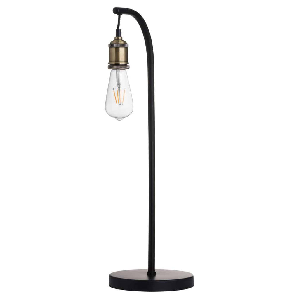 Industrial Black And Brass Desk Lamp Inc Bulb - Price Crash Furniture