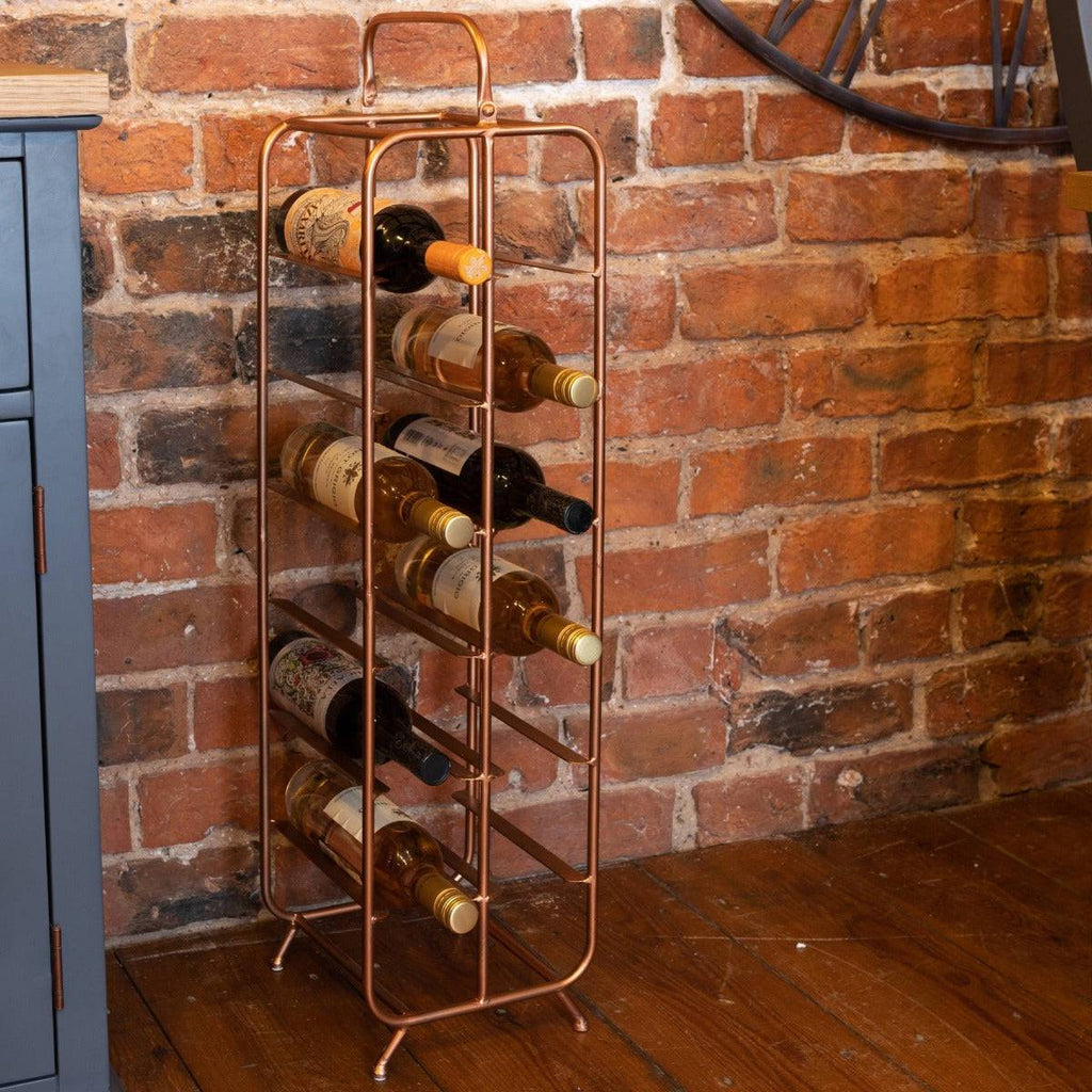 Industrial Inspired Copper Finished 12 Bottle Wine Holder - Price Crash Furniture