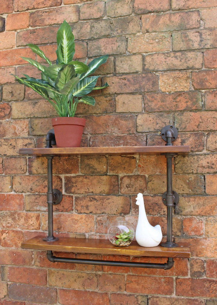 Industrial Pipe Wall Shelf with 2 Shelves - Price Crash Furniture