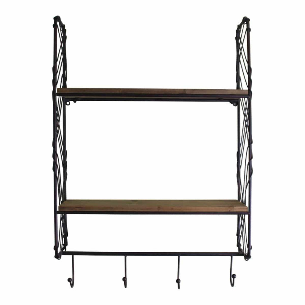 Industrial Style Wall Shelving Unit With Coat Hooks - Price Crash Furniture