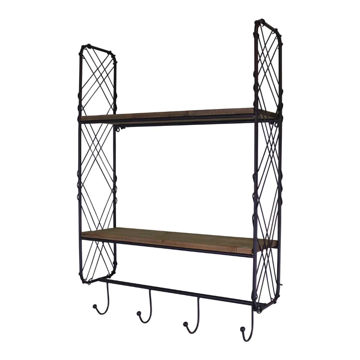 Industrial Style Wall Shelving Unit With Coat Hooks - Price Crash Furniture