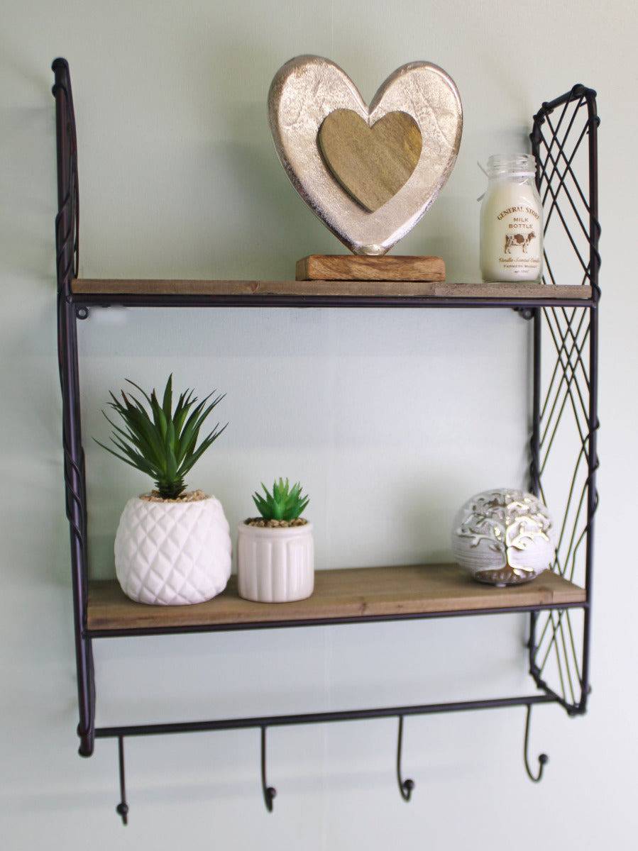 Industrial Style Wall Shelving Unit With Coat Hooks - Price Crash Furniture