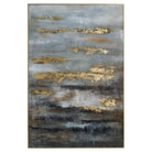 Large Abstract Grey And Gold Glass Image With Gold Frame - Price Crash Furniture