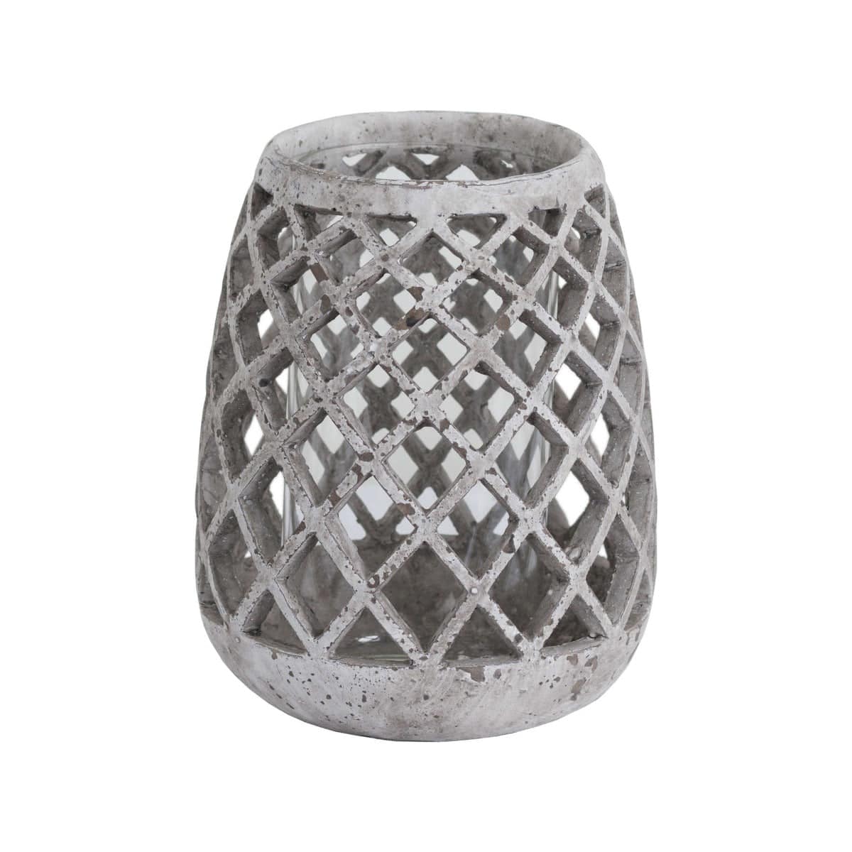 Large Conical Ceramic Lattice Hurricane Lantern - Price Crash Furniture