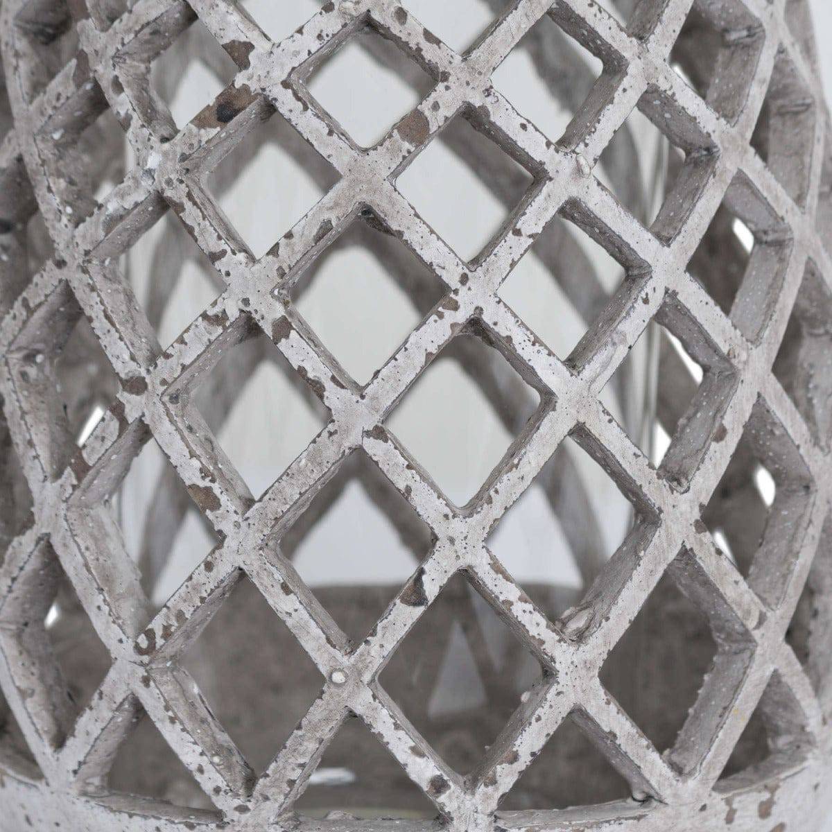 Large Conical Ceramic Lattice Hurricane Lantern - Price Crash Furniture