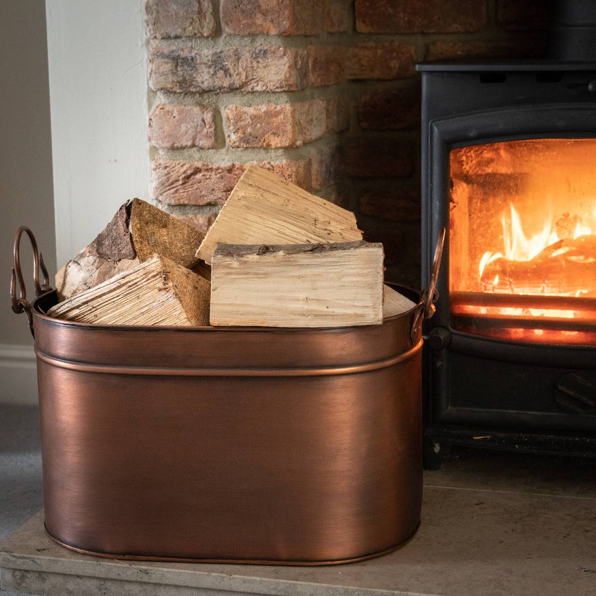 Large Copper Log Bucket - Price Crash Furniture