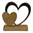 Large Double Heart on Wooden Base Ornament - Price Crash Furniture