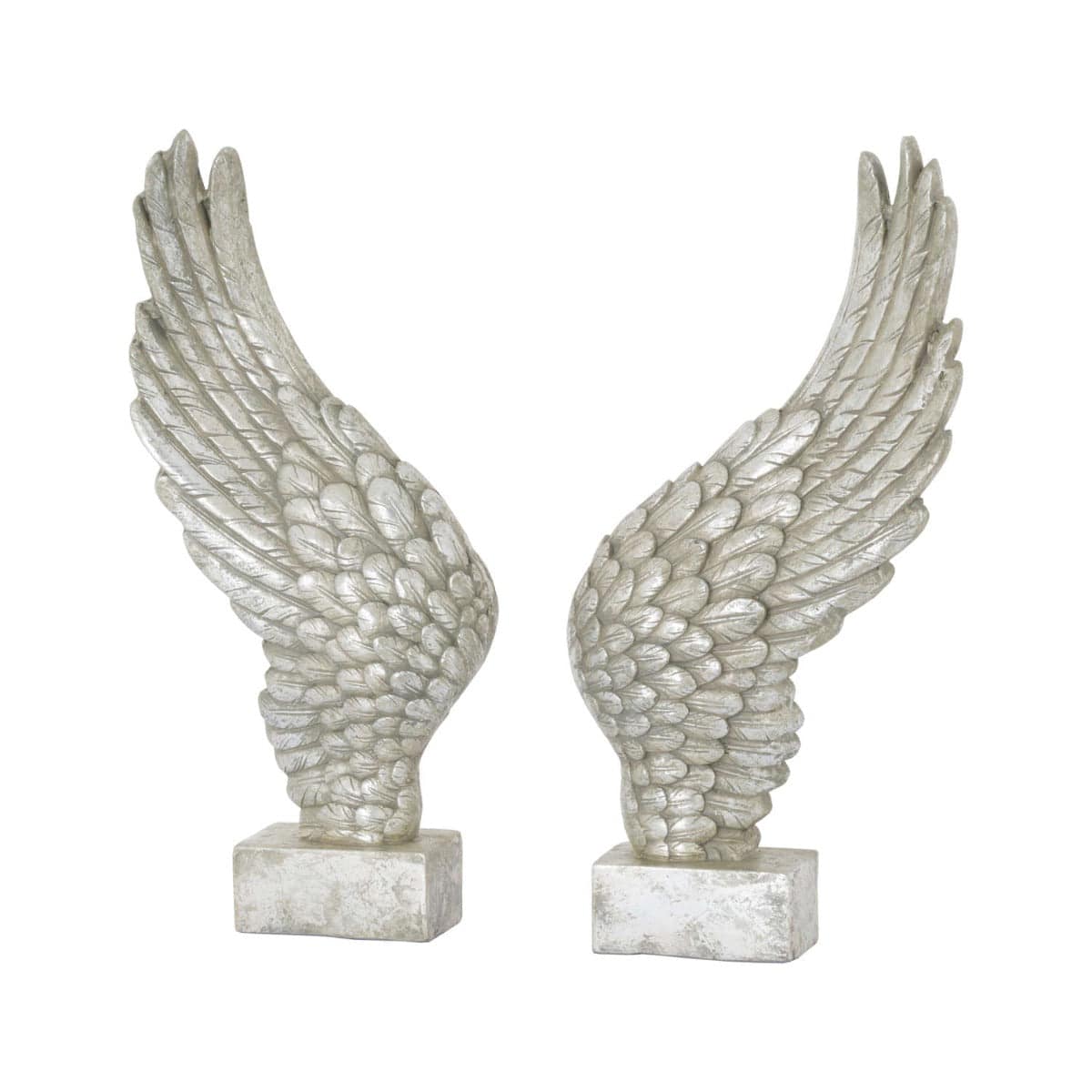 Large Freestanding Antique Silver Angel Wings Ornament - Price Crash Furniture