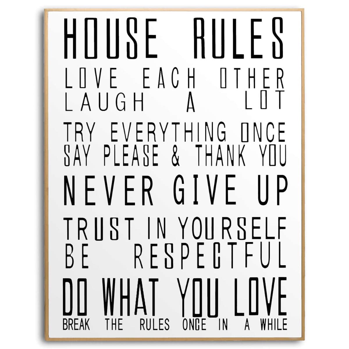 Large Glass House Rules Wall Art - Price Crash Furniture