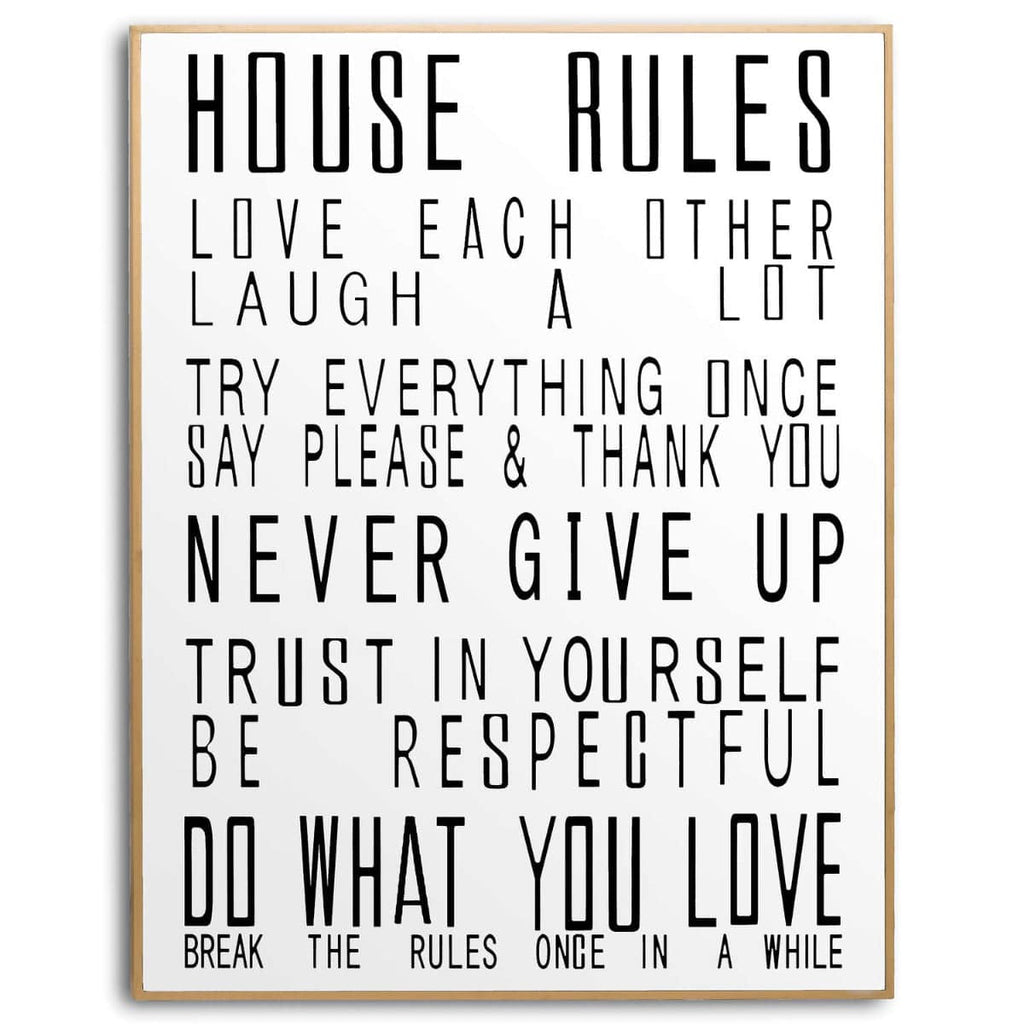 Large Glass House Rules Wall Art - Price Crash Furniture