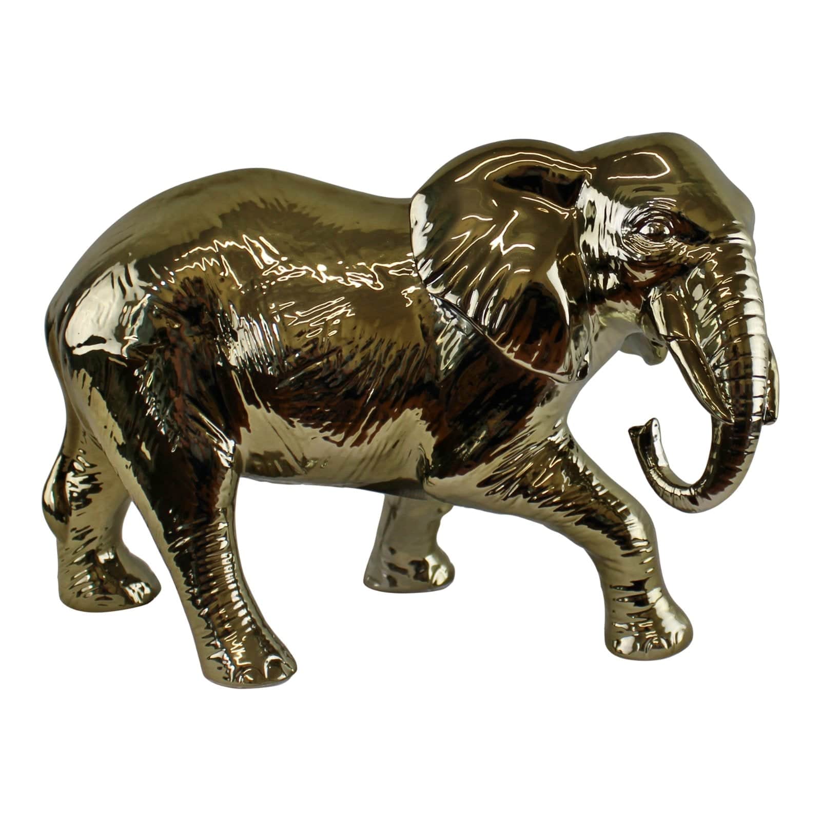 Large Golden Elephant Ornament 34cm - Price Crash Furniture