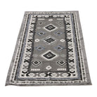 Large Grey Patterned & Tufted Rug, 70x140cm - Price Crash Furniture