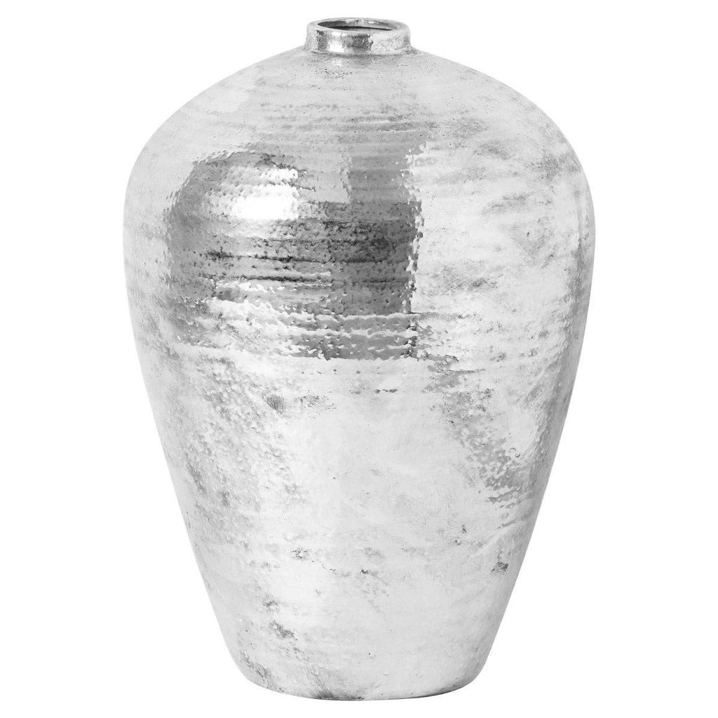Large Hammered Silver Astral Vase - Price Crash Furniture