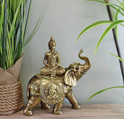 Large Jewelled Buddha On Elephant Ornament, 24cm - Price Crash Furniture