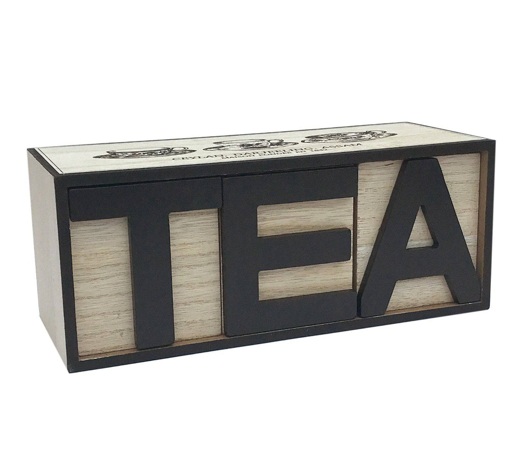 Large Letter Design Tea Storage Box - Price Crash Furniture