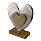 Large Metal and Wood Standing Heart Decoration - Price Crash Furniture