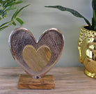 Large Metal and Wood Standing Heart Decoration - Price Crash Furniture