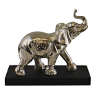 Large Ornamental Silver Metal Elephant On Plinth - Price Crash Furniture