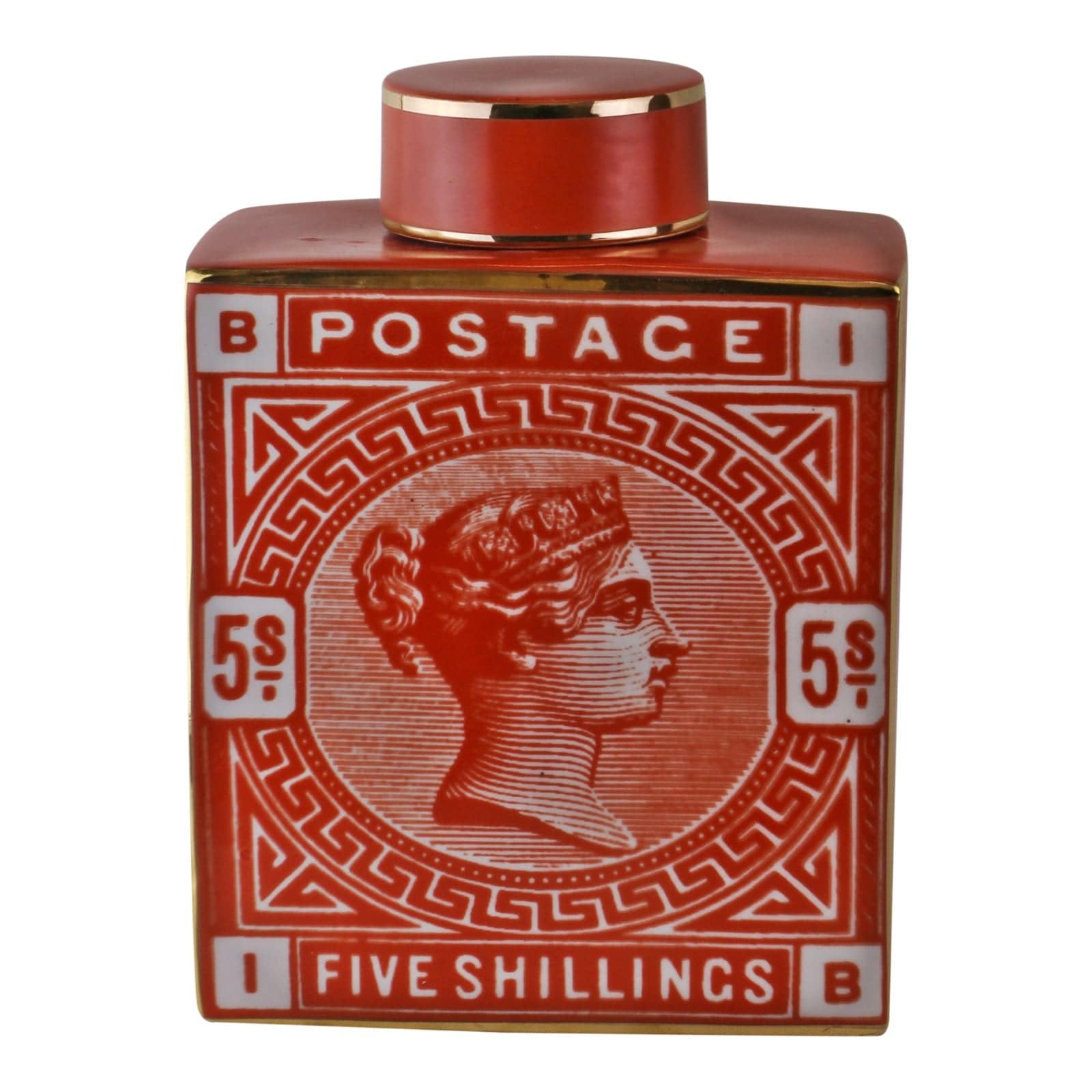 Large Postage Stamp Decorative Ginger Jar, Burnt Orange - Price Crash Furniture