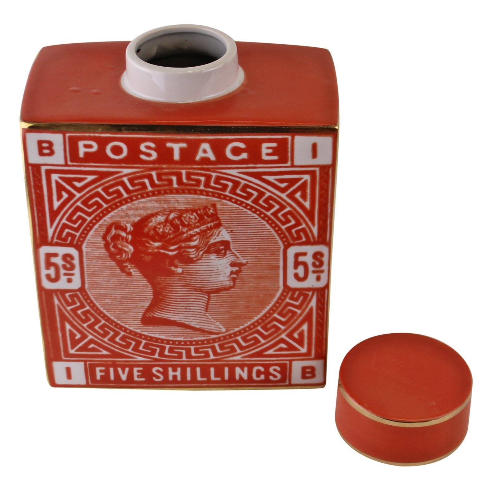 Large Postage Stamp Decorative Ginger Jar, Burnt Orange - Price Crash Furniture