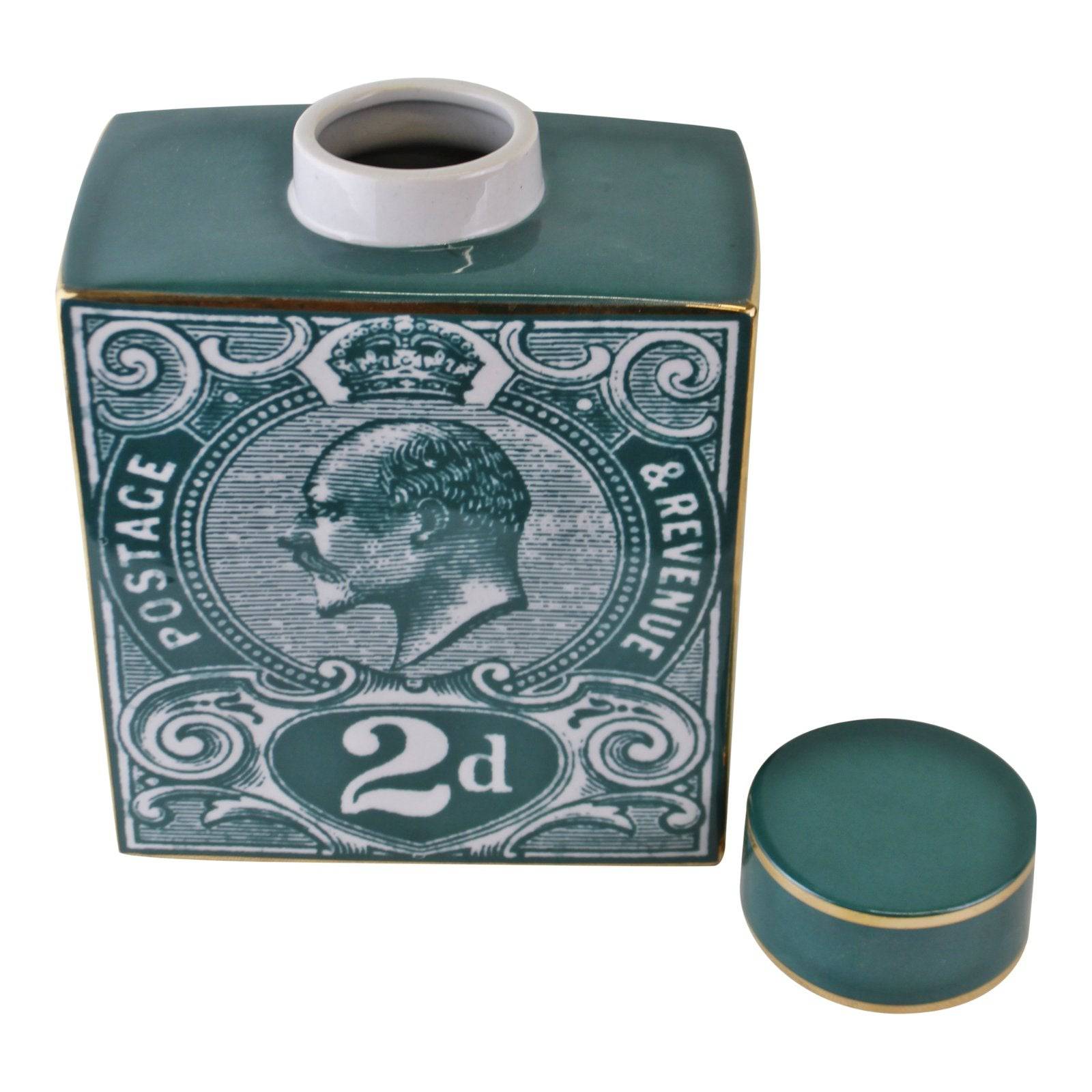 Large Postage Stamp Decorative Ginger Jar, Teal Green - Price Crash Furniture