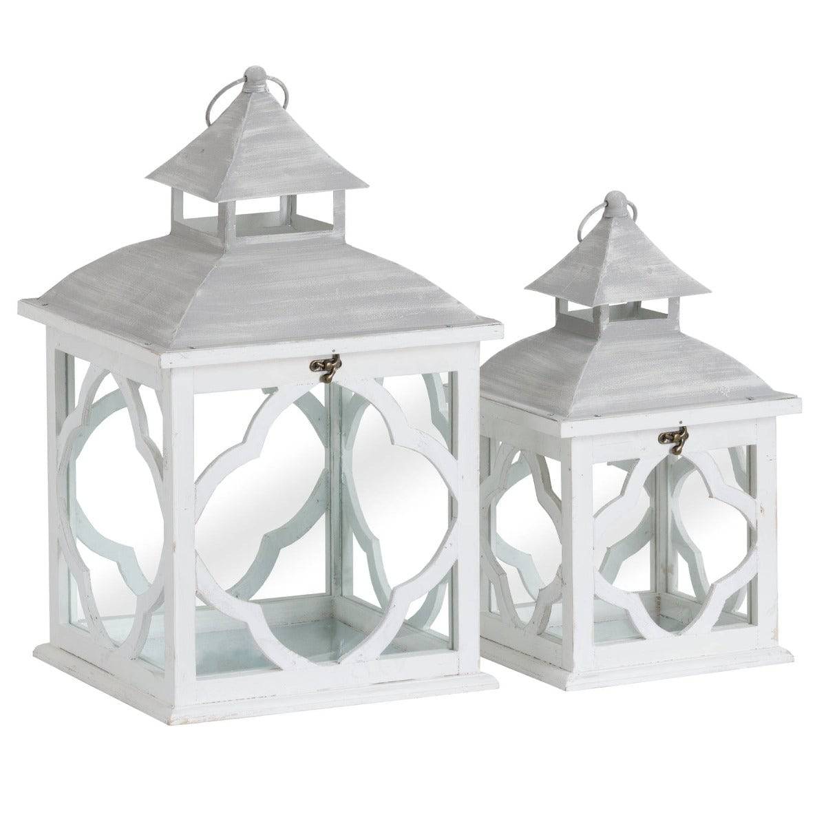 Large Round Ceramic Lattice Hurricane Lantern - Price Crash Furniture