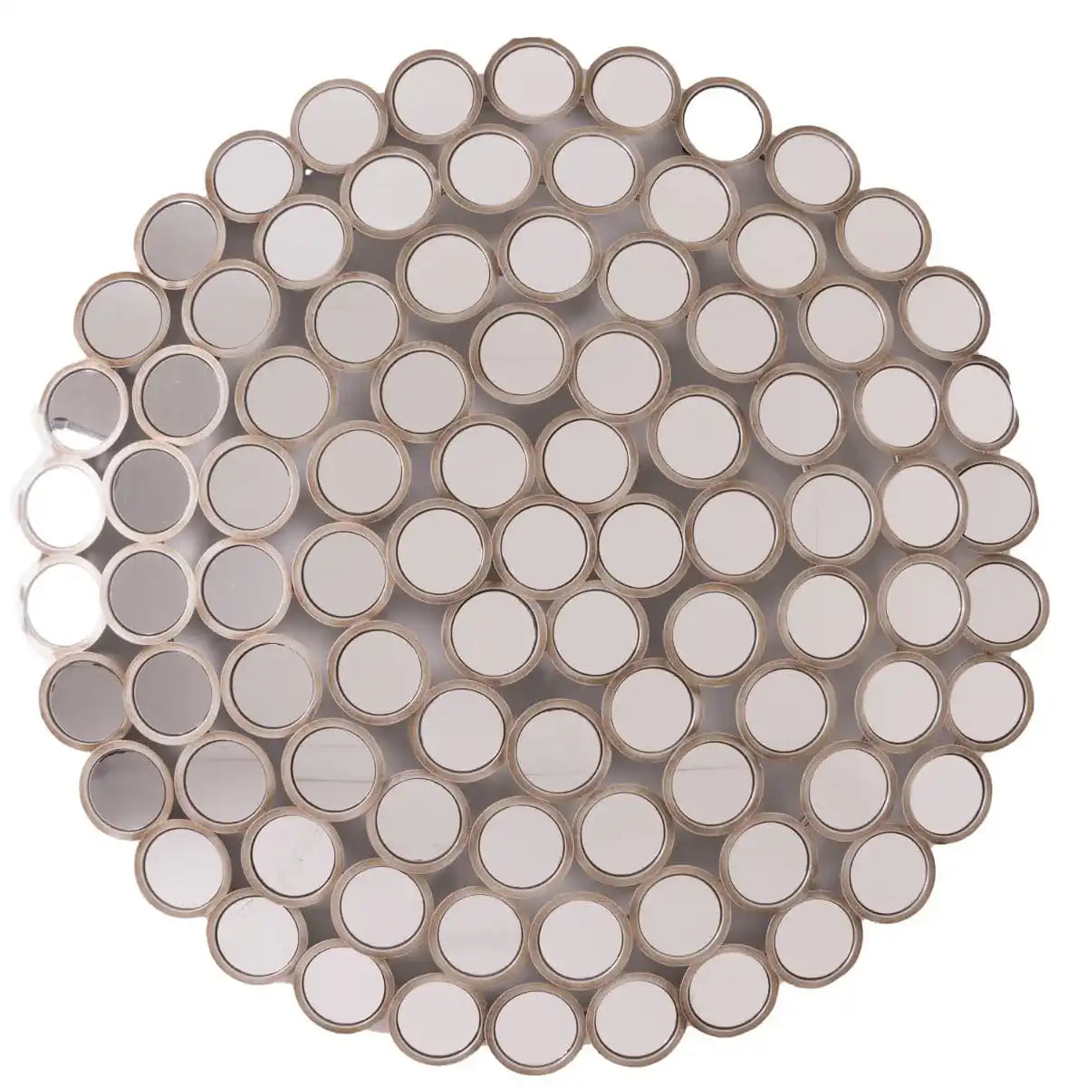 Large Round Convex Antiqued Silver Multi Mirror - Price Crash Furniture