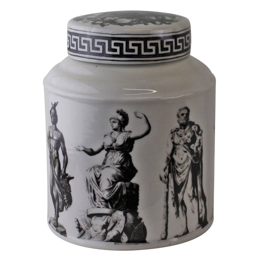 Large Round Grecian Style Porcelain Jar, Grecian Pottery - Price Crash Furniture