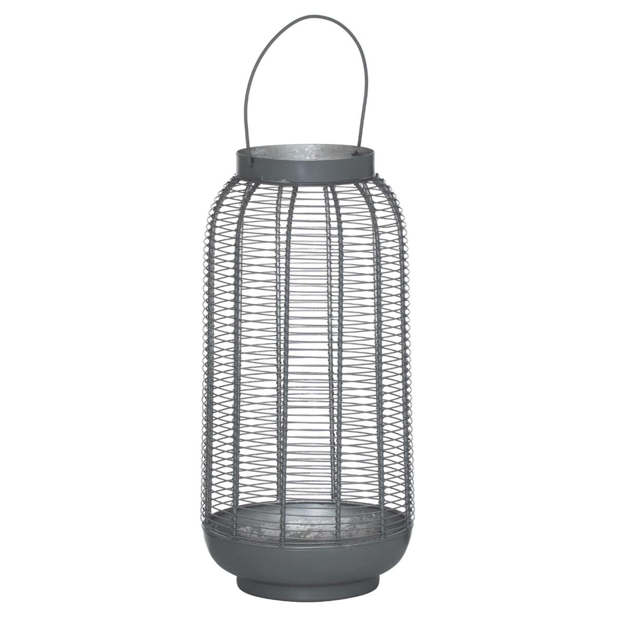 Large Silver And Grey Glowray Wire Lantern - Price Crash Furniture