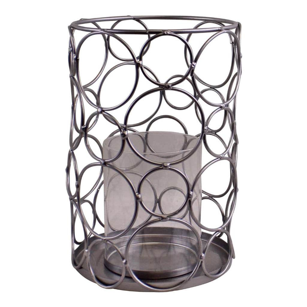 Large Silver Metal Abstract Design Candle Holder - Price Crash Furniture
