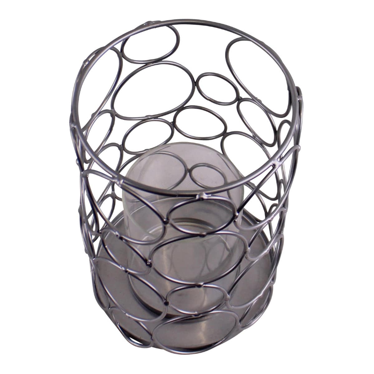 Large Silver Metal Abstract Design Candle Holder - Price Crash Furniture