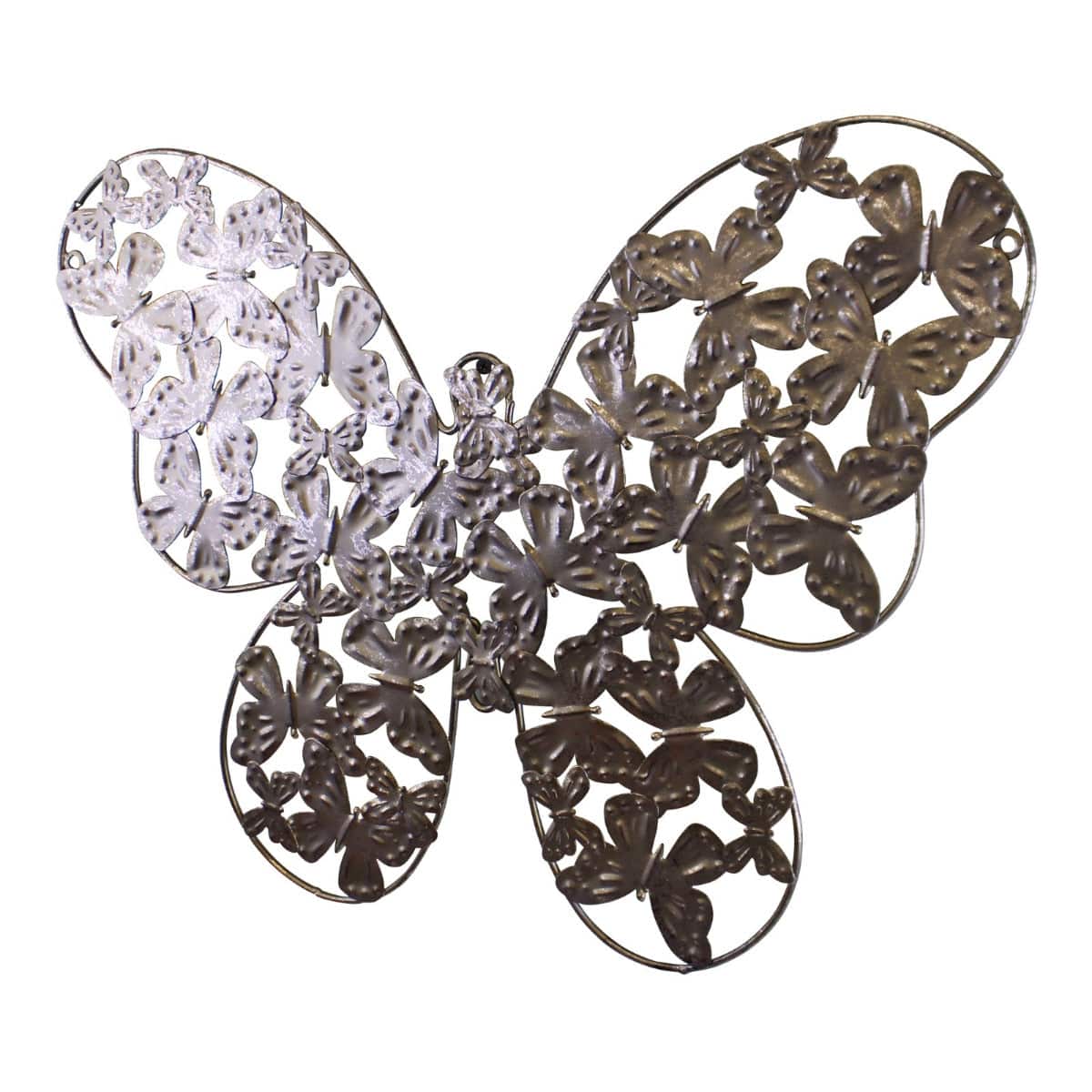 Large Silver Metal Butterfly Design Wall Decor - Price Crash Furniture