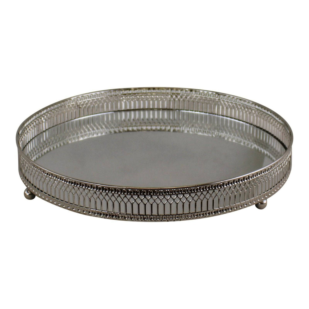 Large Silver Mirror Candle Plate - Price Crash Furniture