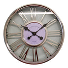 Large Silver Rimmed Wall Clock, White, 56cm - Price Crash Furniture