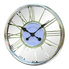 Large Silver Rimmed Wall Clock, White, 56cm - Price Crash Furniture