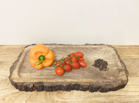 Large Wooden Platter Tray With Bark Edging - Price Crash Furniture