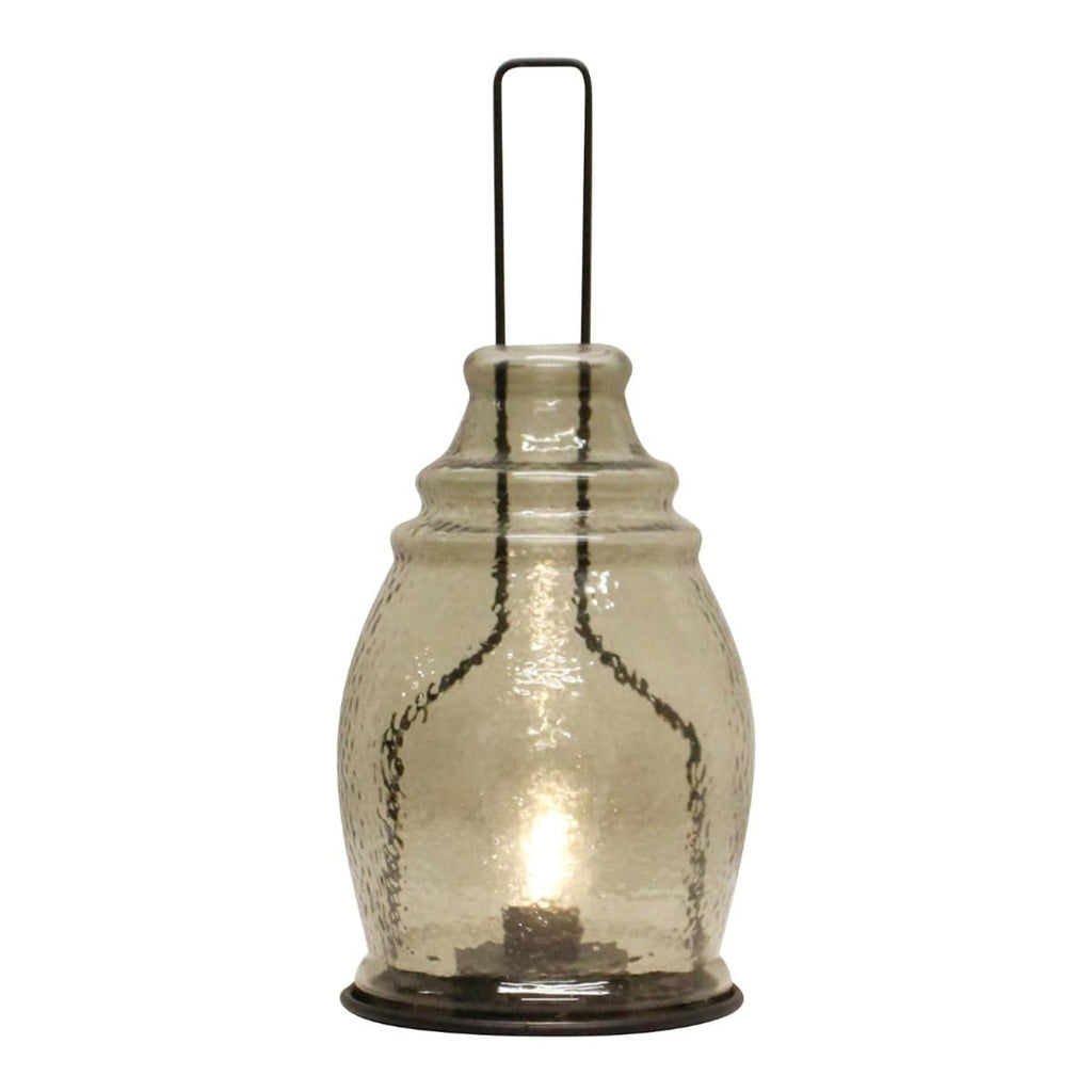 LED Glass Lantern, Grey & Black, 35x15cm. - Price Crash Furniture