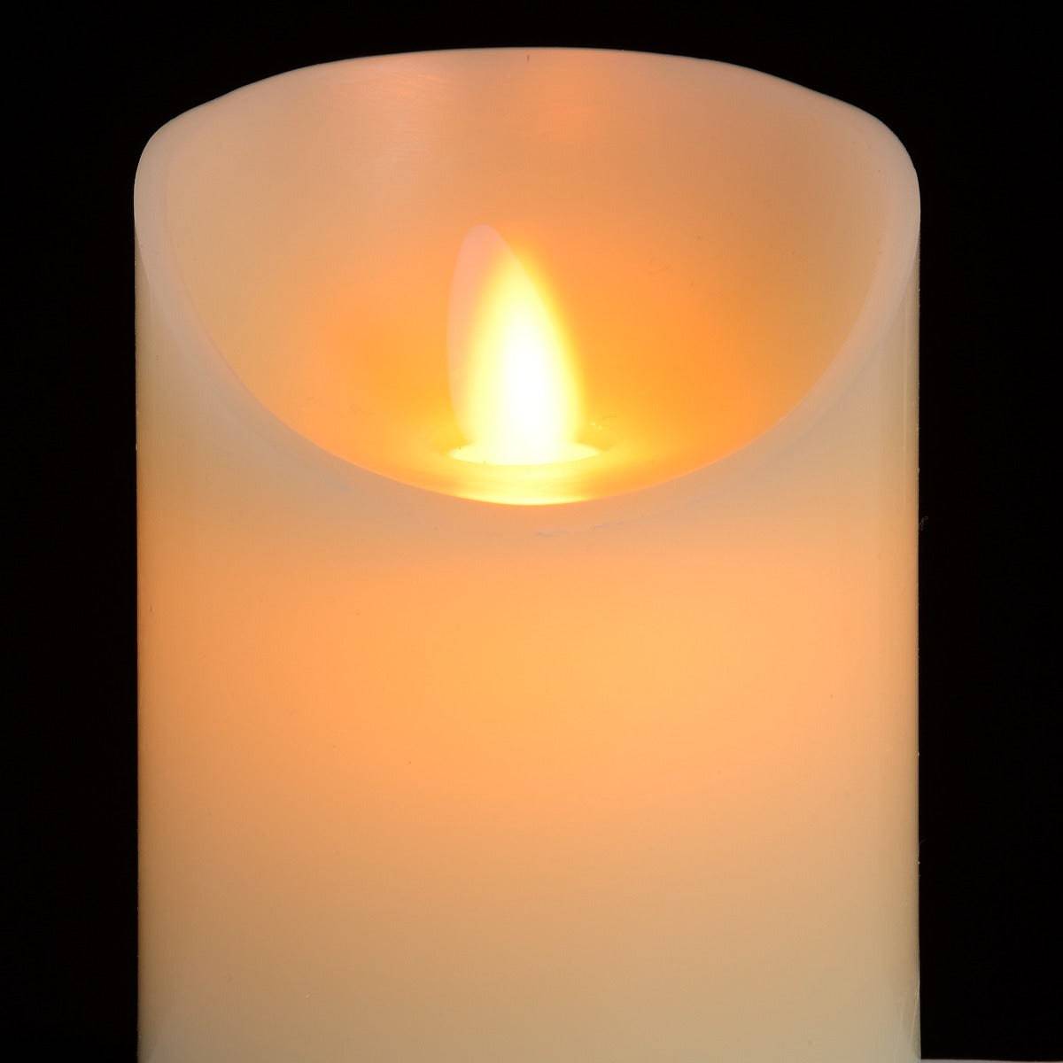 Luxe Collection 3 x 4 Cream Flickering Flame LED Wax Candle - Price Crash Furniture