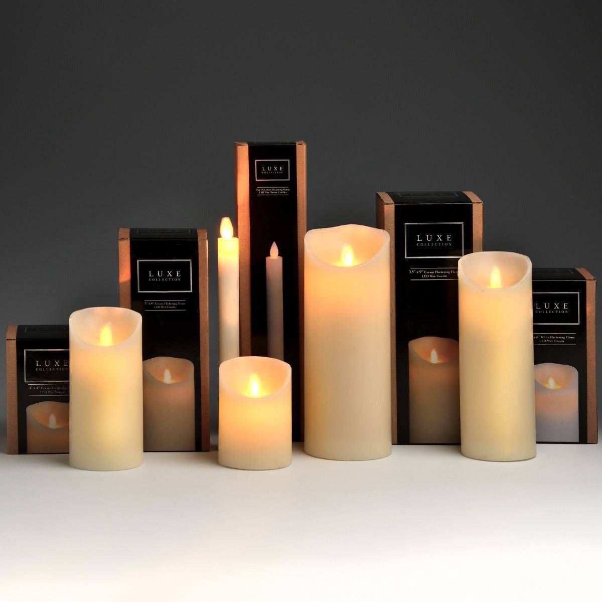 Luxe Collection 3 x 4 Cream Flickering Flame LED Wax Candle - Price Crash Furniture