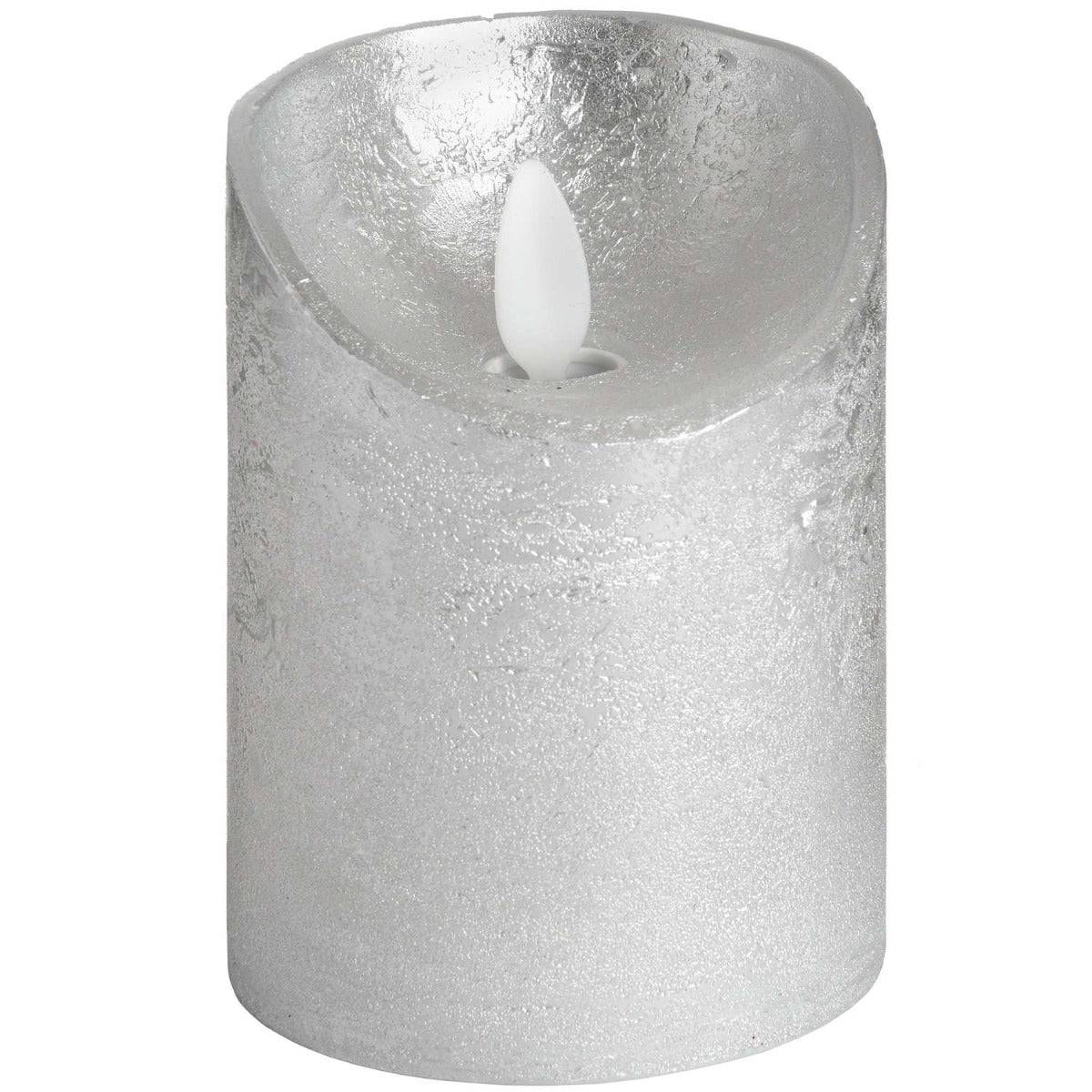 Luxe Collection 3 x 4 Silver Flickering Flame LED Wax Candle - Price Crash Furniture