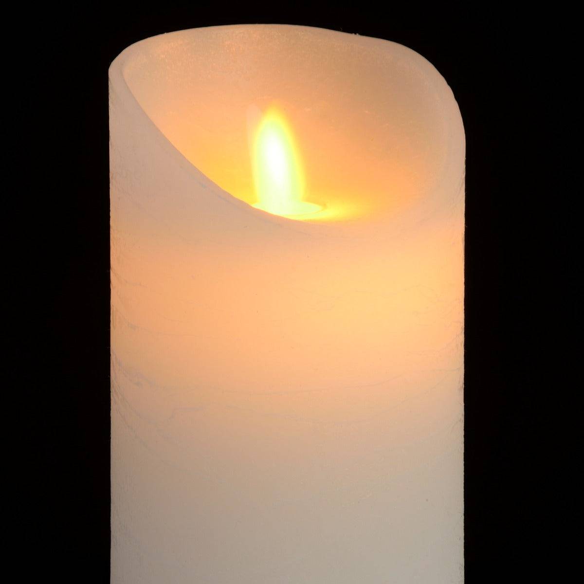 Luxe Collection 3 x 4 White Flickering Flame LED Wax Candle - Price Crash Furniture