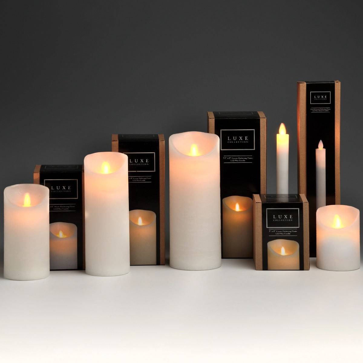 Luxe Collection 3 x 4 White Flickering Flame LED Wax Candle - Price Crash Furniture